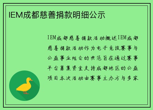 IEM成都慈善捐款明细公示